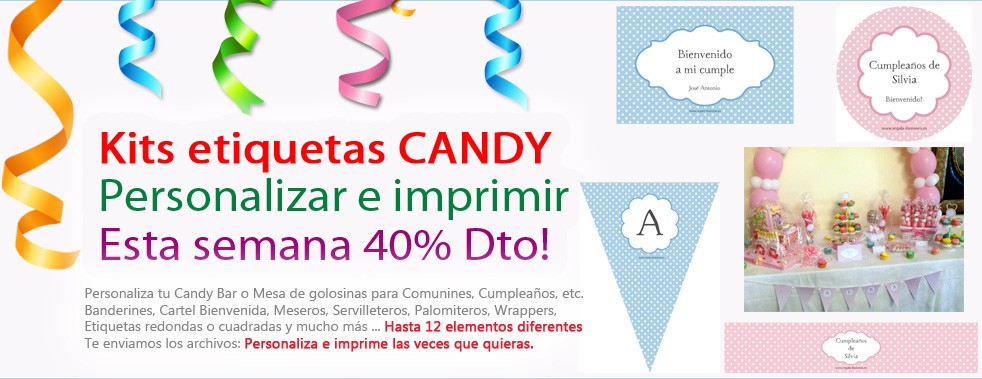 Kits de Etiquetas imprimibles para Candy Bar en Rebajas
