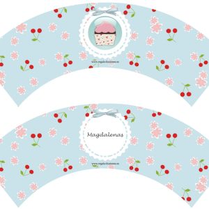 100 Wrapper Cupcake Cerezas imprimible
