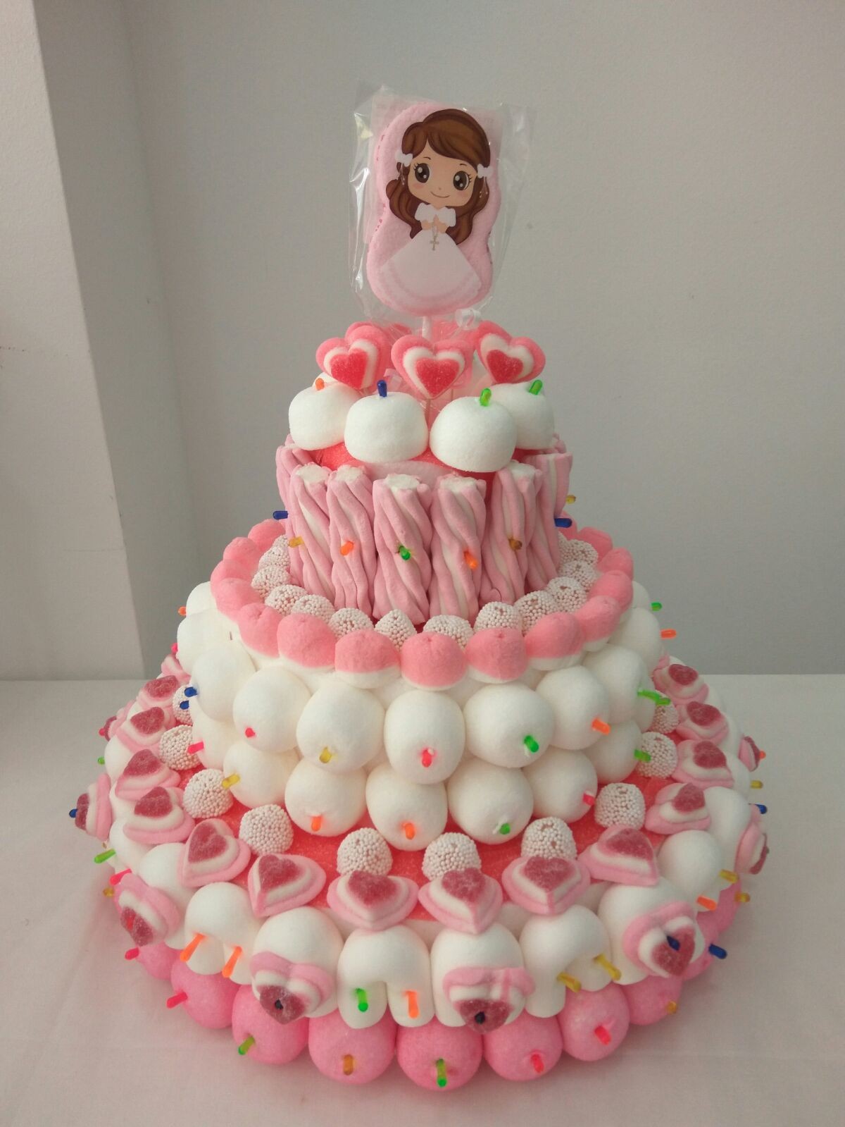 Tarta de Comunión Rosa - Imagen 2