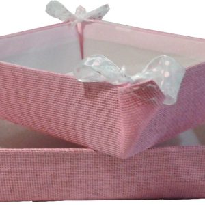 Cesta Rosa de Rafia con Lazos