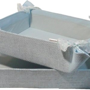 Cesta Celeste de Rafia con Lazos